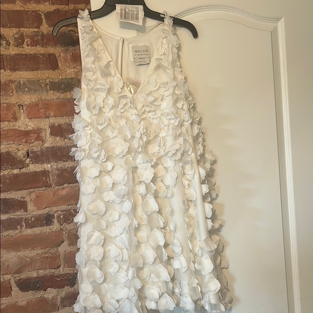 BHLDN NWT White Floral Textured Dress
